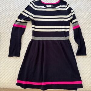 Eliza J Navy and Pink Striped Dress